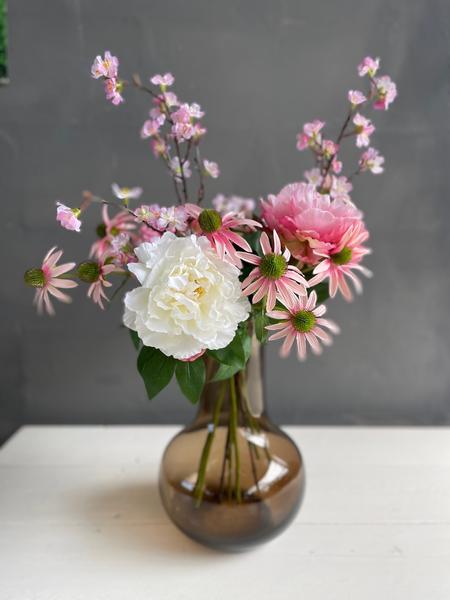 [Brand/Company Name] [Plant/Flower Type] and [Plant/Flower Type] set in [Material/Color] pot on [Material/Color] tray.