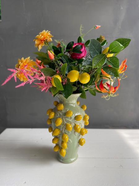 [Brand/Company Name] [Plant/Flower Type] and [Plant/Flower Type] set in [Material/Color] pot on [Material/Color] tray.