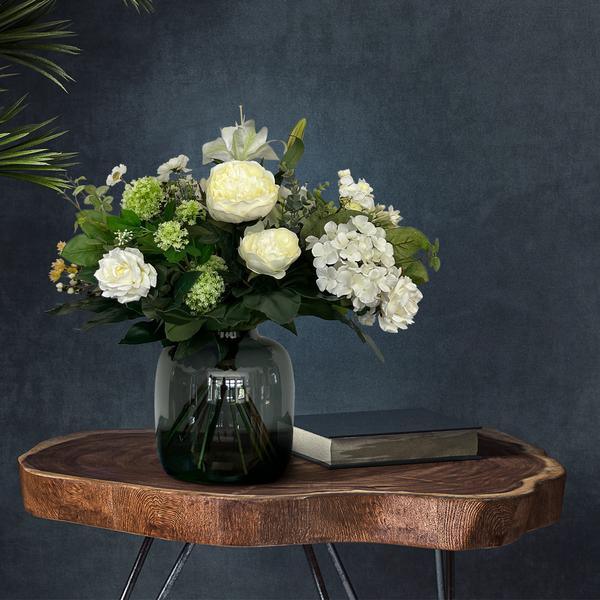 [Brand/Company Name] [Plant/Flower Type] and [Plant/Flower Type] set in [Material/Color] pot on [Material/Color] tray.
