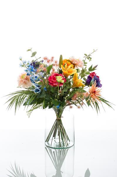 [Brand/Company Name] [Plant/Flower Type] and [Plant/Flower Type] set in [Material/Color] pot on [Material/Color] tray.